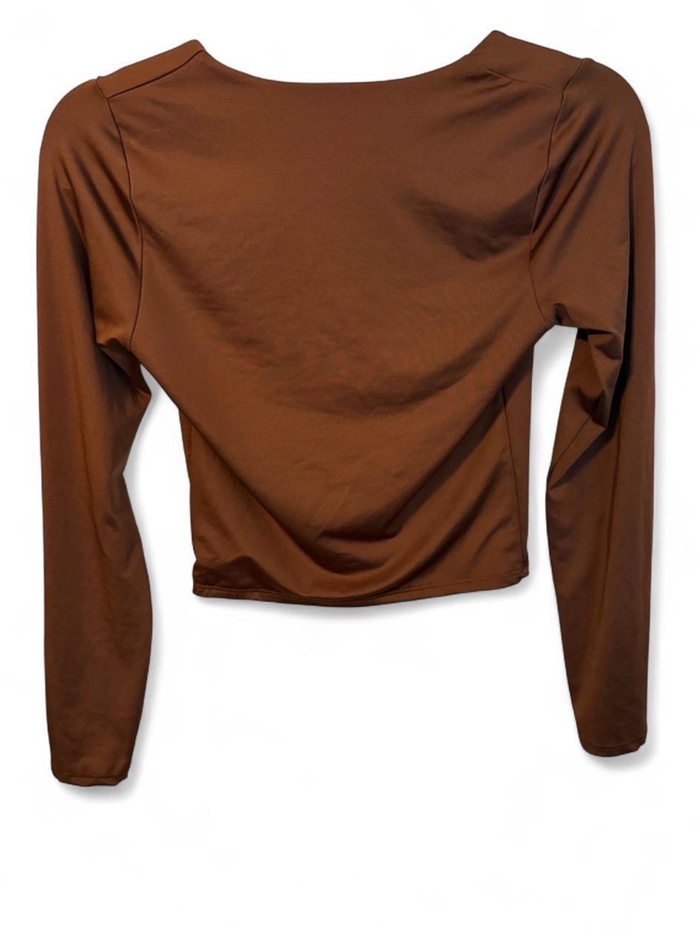 gaze Brown Long-Sleeve Square Neck Crop Top - Picture 3 of 4